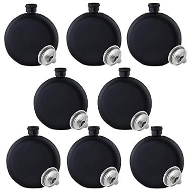 Imagem de Matte Black Flask - Stainless Steel Hip Flask with Funnel Portable Wine Flask Drinkware Accessories, for Women Men Party Drink Bar BBQ Whiskey and Traveling, Capacity 5Oz,8PCS