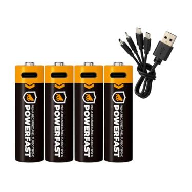 Imagem de Gshield 4UN Pilha Recarregável USB-C Powerfast Carga Direta Rápida 1,5v até 1200 Ciclos (AA, 3400 mWh)