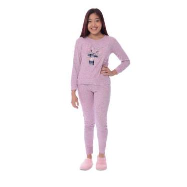 Imagem de Roupa De Dormir Juvenil Pijama De Frio Feminino Quente Leve - Victory,