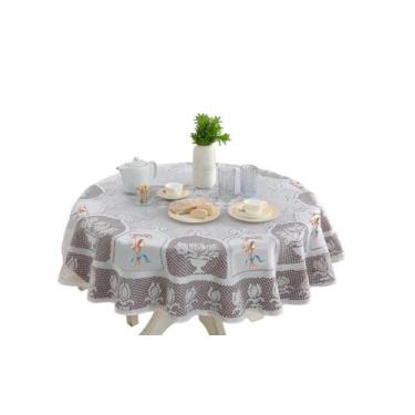 Imagem de Toalha de Mesa Redonda Rendada 1,60ØM Estampada - Rendam, Talheres