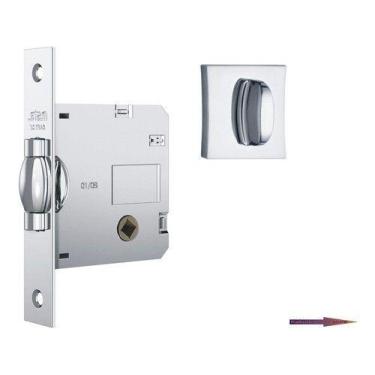 Imagem de Fechadura Stam Banheiro Trinco Rolete Pivotante 1025 Roseta quadrada C