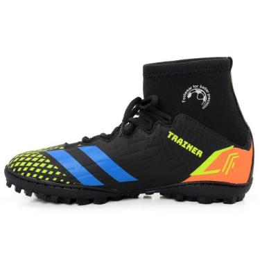 Imagem de chuteira cano longo society trainer adulto, Preto laranja, 43