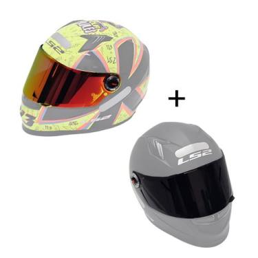 Imagem de Viseira Capacete Ls2 FF358 Revo Vermelha Mais Viseira Fume - Visor 1
