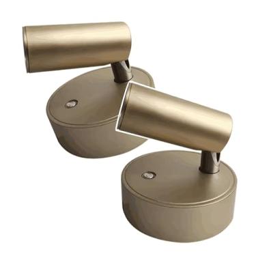 Imagem de kit 2 Luminárias LED Arandela magnética cabeceira cama Sem Fio – Luz Quente Dimerizável, Recarregável via USB-C, Instalação Magnética e Adesiva (Dourado)