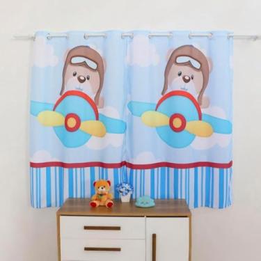 Imagem de Cortina Para Quarto De Bebê Menina Menino Infantil Light 2pç(Ursinho Nas Nuvens)