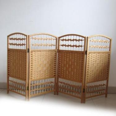 Imagem de Divisor De Tela De Berçário De Vime, Tela Infantil Dobrável Tela Pequena Para área De Lazer Divisor De Sala De Tela Japonesa Móvel, Natural-4 Panel, 60x120cm
