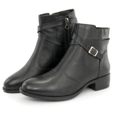 Imagem de Bota em Couro Arietto Cano Curto Preta, 37