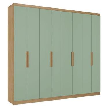 Imagem de Guarda Roupa Casal Milan 8 Portas Capuccino Menta Acetinado - THB - TH