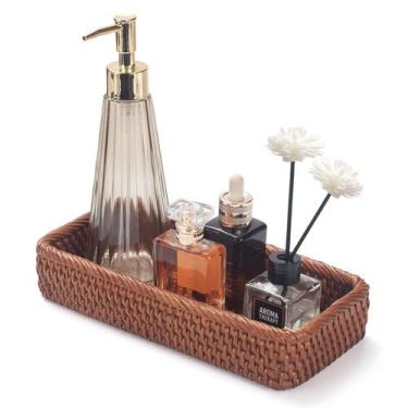 Imagem de Bandeja de banheiro DECRAFTS Rattan Honey Brown 26 x 12,5 x 4 cm