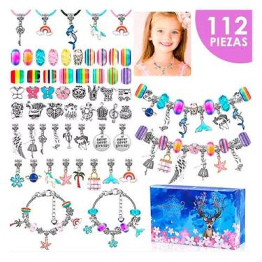 Imagem de Conjunto de pingentes para fazer pulseira, 112 unidades para meninas -