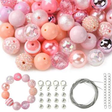 Imagem de Kit de miçangas Beads Bubblegum 50 unidades de acrílico rosa de 20 mm 