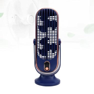 Imagem de Cryfokt Ventilador de Mesa USB de 1000mAh, Ventilador de Mesa de LED Portátil Com 5 Velocidades Ajustáveis, Poderoso de Ventilador Duplo, Ventilador de Resfriamento de Mesa Silencioso (blue)