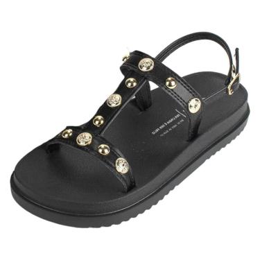 Imagem de Sandália Feminina Flatform Pratica com Peças Douradas Dakota