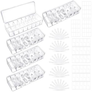 Imagem de Caixa organizadora de cabos com tampa, 5 unidades de organizador de cabos transparentes com 50 abraçadeiras de cabo, 108 etiquetas de cabo, organizador de carregador para organizadores de gaveta de