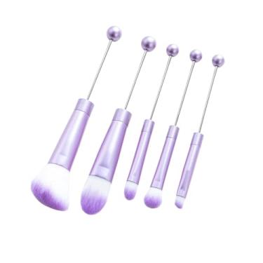 Imagem de Kokiya 5 peças pincéis de maquiagem com miçangas faça você mesmo multifuncionais contorno corretivo sombra kit de pincéis de maquiagem para mulheres namorada, Roxo