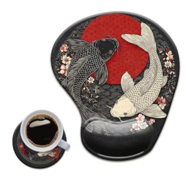 Imagem de HOPONY Mouse pad de gel para descanso de pulso - mousepad ergonômico para escritório com suporte de pulso - antiderrapante, acessórios de mesa de design para decoração de casa e jogos, preto e