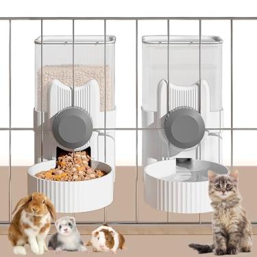 Imagem de kathson Dispensador automático de comida e água para animais de estimação, alimentador automático de coelho por gravidade para gaiola, conjunto de comedouro e bebedouro de porquinho-da-índia, tigela