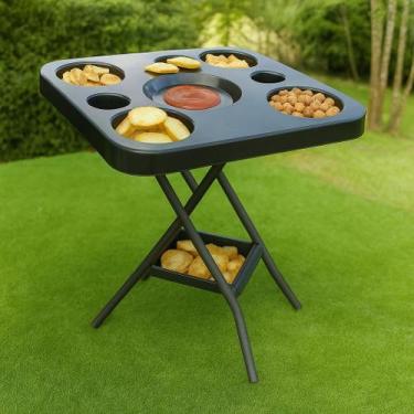 Imagem de Mesa Petisqueira De Chão Dobrável Multiuso Petiscos Portátil Resistent