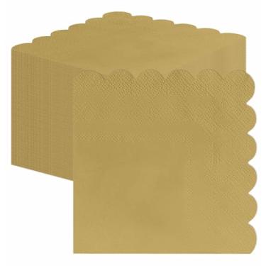 Imagem de HEIPINIUYE Guardanapos de papel dourados com 2 camadas, 50 peças, guardanapos descartáveis recortados, guardanapo de bebidas para festa de casamento, aniversário, Natal, papel, jantar, guardanapo