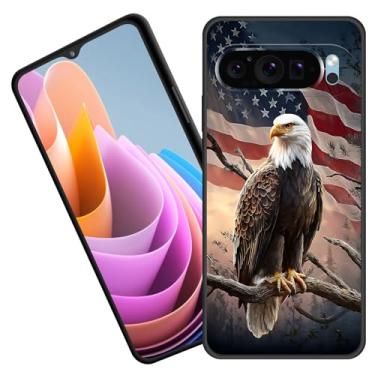 Imagem de BFUKVOU Capa protetora para Pixel 10 Pro XL, borracha de silicone macio premium para Google Pixel 10 Pro XL 6,8 polegadas 2025, águia careca com bandeira americana