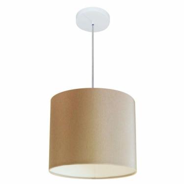 Imagem de Lustre Pendente Cilíndrico Free Lux Para Mesa De Jantar, Sala, Quarto, Churrasqueira E Balcão. Palha Tam: 30x21cm