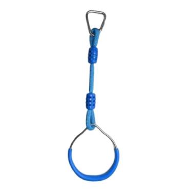 Imagem de menolana Anel de ginástica para crianças, escalada, pull-up, balanço portátil resistente, anel de selva, pista de obstáculos para treino de força, Azul