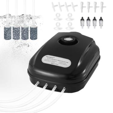 Imagem de AQUANEAT® Bomba de ar elétrica pequena para aquário de 300 GPH, para aquário de até 200 galões, bomba aeradora hidropônica potente com tubulação, pedras de ar, válvulas de ar