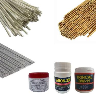 Imagem de Kit 3 Fluxo Solda Prata, trincal e alumínio Varetas Aluminio, foscoper