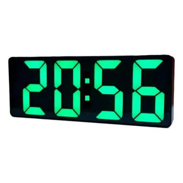 Imagem de Relógio Digital LED de Mesa e Parede com Data, Alarme, Temperatura e Controle de Luminosidade – Preto (Led Verde)