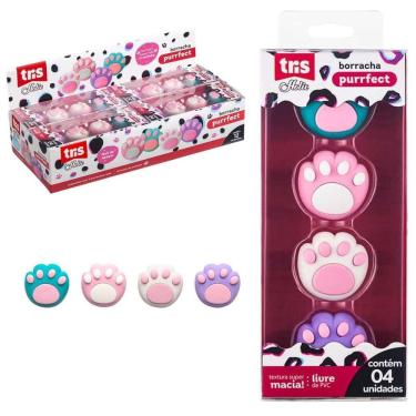 Imagem de Borracha Escolar Holic Purrfect Patinhas - 4 Unidades - Tris