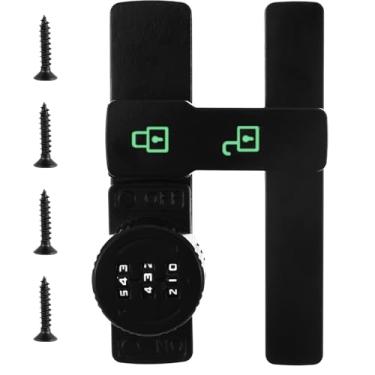 Imagem de WhSunVo Fechadura de porta de celeiro luminosa com senha mecânica, trava deslizante de segurança de 3 dígitos com senha multiuso, ferragens, liga de zinco, fechadura de porta sem chave para quarto