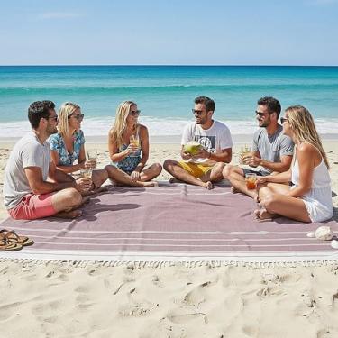 Imagem de LANE LINEN Tapete de piquenique essencial para férias na praia - cobertor grande ao ar livre, secagem rápida e pré-lavada, conforto macio, perfeito para férias em família, relaxamento no parque