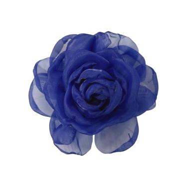 Imagem de Delicado Organza seda rosa flor extra grande broches para mulheres homens elegante tecido floral grande lapela pinos para vestido terno roupas acessórios festa de casamento banquete moda jóias 180 mm