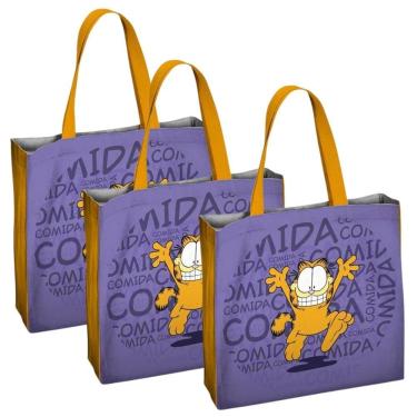Imagem de Kit 3 Uni Bolsa Sacola Retornável Oficial Garfield - Semax