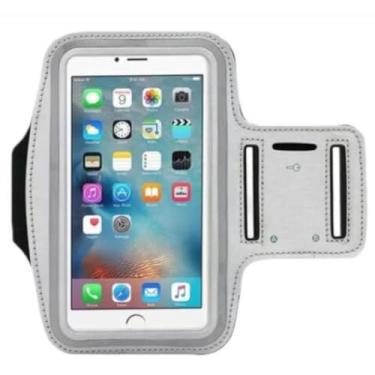 Imagem de Braçadeira Esportiva para Smartphone, Cinza, Ajustável, Compatível com Celulares até 6.5 Polegadas, para Corrida, Caminhada, Academia