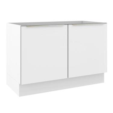 Imagem de Balcão Gabinete De Pia 120 Cm 2 Portas Branco/Branco Veludo