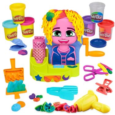 Imagem de Conjunto de brinquedos Play-Doh Hair Stylin` Salon com 6 latas para crianças a partir de 3 anos