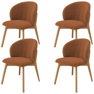 Imagem de Kit 04 Cadeiras De Jantar E Estar Living Estofada Mia L02 Bouclê Terracota - Lyam Decor