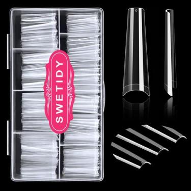 Imagem de Coffin Nail Tips SWETIDY 500 unidades XXL No C Curve Clear