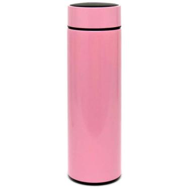 Imagem de Garrafa Térmica Squeeze Medidor Temperatura 500Ml Inox Rosa