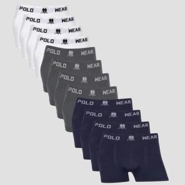 Imagem de Kit 12 Cuecas Box Menino Infantil Lisa Elastano Sem Costura - Polo Wea
