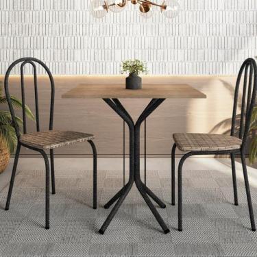 Imagem de Conjunto Sala de Jantar para Cozinha Mesa Tampo BP Quadrada e 2 Cadeir