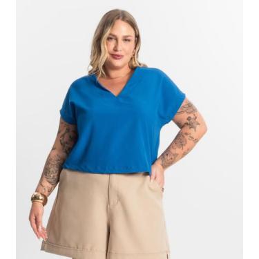 Imagem de Blusa Manga Morcego Plus Size Secret Glam Azul, Plus G4, Azul
