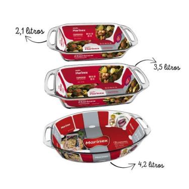 Imagem de Kit Assadeira Retangular Seletta Marinex 2,1 + 3,5LT + 4,2 - Nadir
