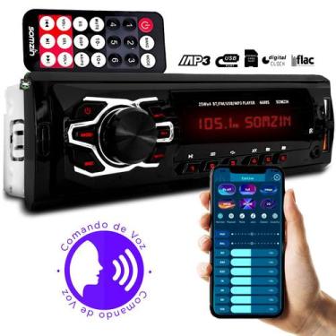 Imagem de Rádio Automotivo MP3 1 Din Bluetooth 2 USB SD Auxiliar C/ Comando de V