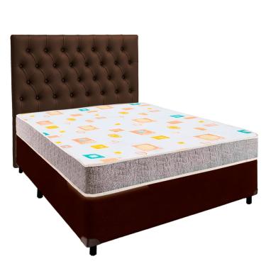 Imagem de Cama + Box Marrom e Colchão D20 Casal - D20 Inducol + Cabeceira