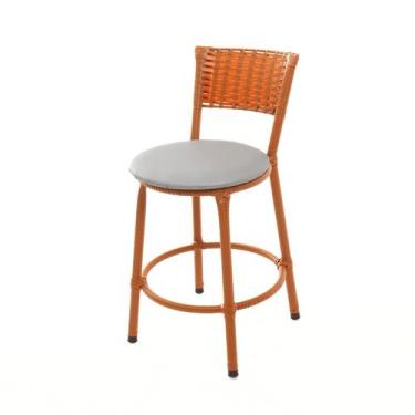 Imagem de Banqueta Baixa Encapada Junco Imbuia Bar Bistro Americana Cozinha - ES