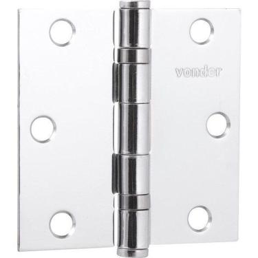 Imagem de Dobradiça Para Porta 4 Aço Carbono Cromado Com 3 Peças Vonder