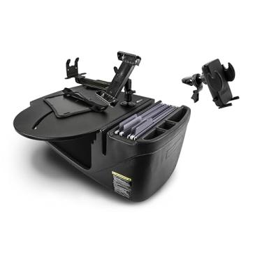 Imagem de AutoExec AE-RMCD-PS-TAB-VC-BT Roadmaster Mesa de carro e estação de trabalho portátil com suporte de impressora, suporte para tablet e clipe de ventilação do telefone, preto