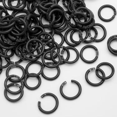 Imagem de LOUZAGO Pacote com 100 anéis de fichário, anéis de plástico para livros, anéis de cartão de índice, anéis de papel para escritório, escola, casa (preto, 15 mm)